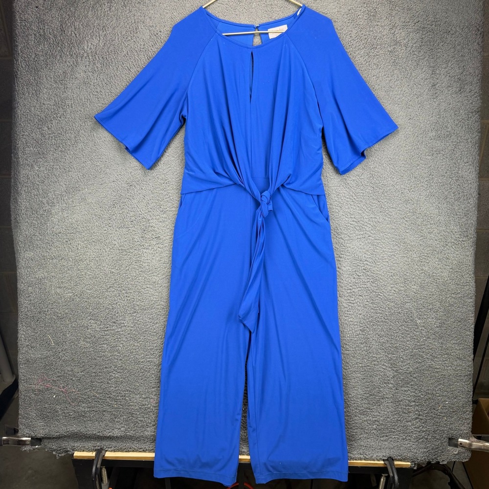 Laundry by Shelli Segal Royal Blue Front Tie Keyhole Wide Leg Jumpsuit Size 10